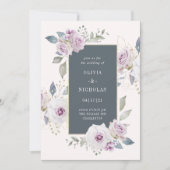 Blush en zachte violette bloem met grijs | bruilof kaart (Voorkant)