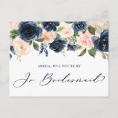 Blush en zeemacht... zal je mijn Jr Bridesmaid zij Briefkaart (Voorkant)