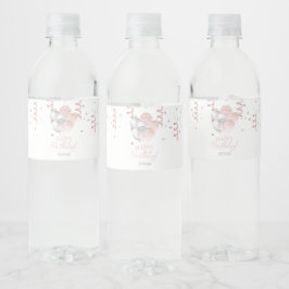 Blush en Zilveren Ballonnen Verjaardag Waterfles Etiket