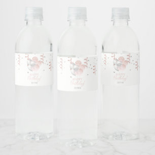 Blush en Zilveren Ballonnen Verjaardag Waterfles Etiket