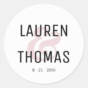 Blush en Zwart Ampersand Bruiloft Sticker