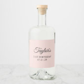 Blush en zwart Elegant Script 21e verjaardag Likeurfles Etiket (Voorkant)