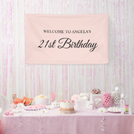 Blush en zwart Elegant Script 21e verjaardag Spandoek