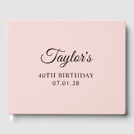 Blush en zwart Elegant Script 40th Verjaardag Gastenboek