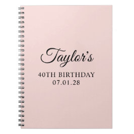 Blush en zwart Elegant Script 40th Verjaardag Notitieboek