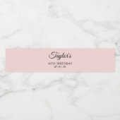 Blush en zwart Elegant Script 40th Verjaardag Waterfles Etiket (Enkel label)