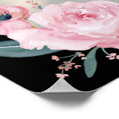 Blush en zwarte bloemenfoto bruiloft welkomstbord poster (Hoek)