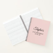 Blush en Zwarte Elegante Script 21e Verjaardag Notitieboek (Binnen)