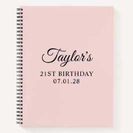 Blush en Zwarte Elegante Script 21e Verjaardag Notitieboek