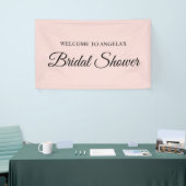 Blush en Zwarte Elegante Script Bruiloft Feest Spandoek (Beurs)