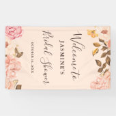 Blush English Roses Bruiloft Feest Banner (Horizontaal)