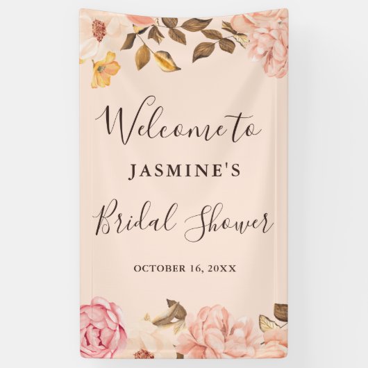 Blush English Roses Bruiloft Feest Banner (Verticaal)