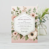 Blush Ethereal Anemone Wedding Kaart (Staand voorkant)