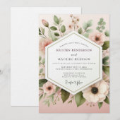 Blush Ethereal Anemone Wedding Kaart (Voorkant / Achterkant)
