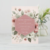 Blush Ethereal Bloom Wedding Kaart (Staand voorkant)