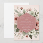 Blush Ethereal Bloom Wedding Kaart (Voorkant / Achterkant)