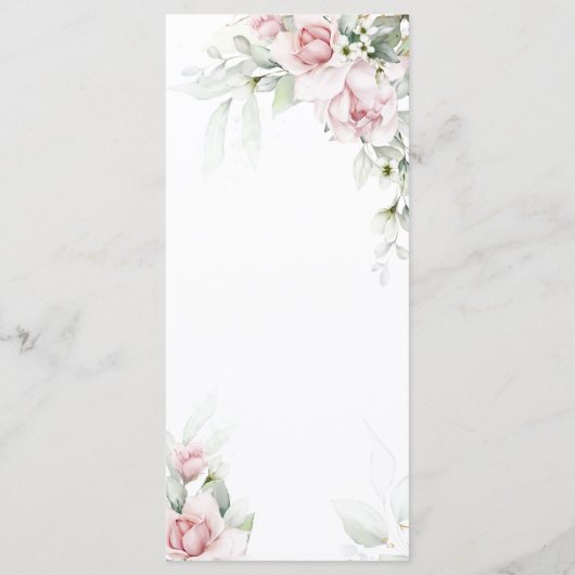 Blush & Eucalyptus Bloemen Huwelijk Menu (Achterkant)