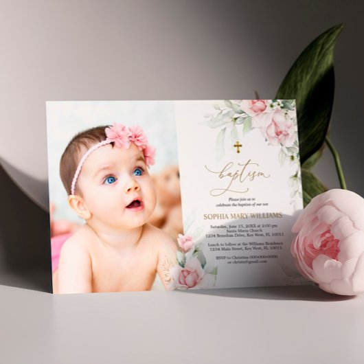 Blush & Eucalyptus Fotodoop uitnodiging