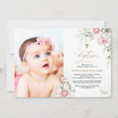 Blush & Eucalyptus Fotodoop uitnodiging (Voorkant)