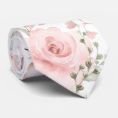 Blush Eucalyptus Garden Weddenschap Stropdas (Opgerold)