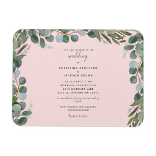 Blush Eucalyptus Greenery Wedding Invitation Magneet