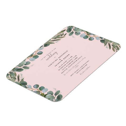 Blush Eucalyptus Greenery Wedding Invitation Magneet (Linkerzijde)