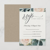 BLUSH EUCALYPTUS ROOS KRAFT GRAY WEDDING RSVP KAARTJE (Voorkant / Achterkant)