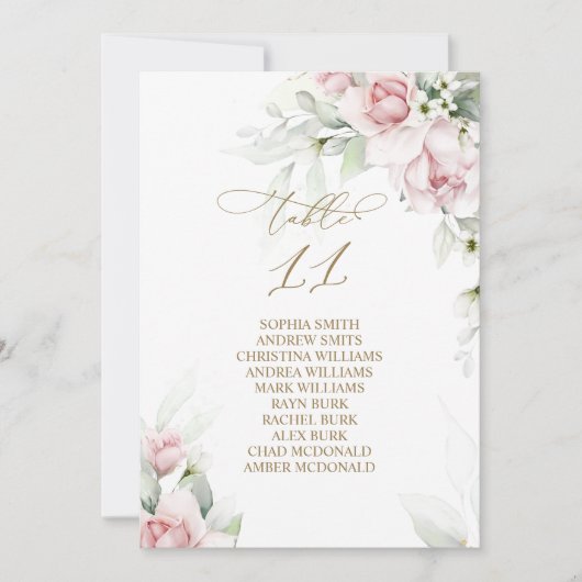 Blush & Eucalyptus Tabel Nummer 11 Zitkuur Kaart (Voorkant)