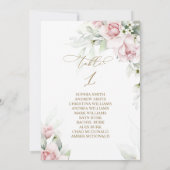 Blush & Eucalyptus Tabel Nummer 1 Zitdiagram Kaart (Achterkant)