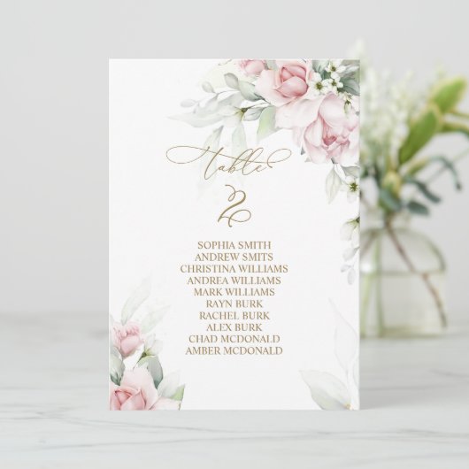 Blush & Eucalyptus Tabel Nummer 2 Zitkuur Kaart (Staand voorkant)