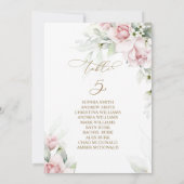 Blush & Eucalyptus Tabel Nummer 5 Zitkuur Kaart (Achterkant)