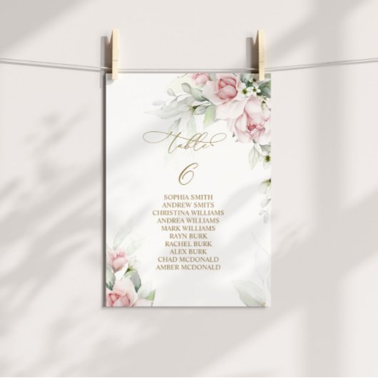 Blush & Eucalyptus Tabel Nummer 6 Zitkuur Kaart