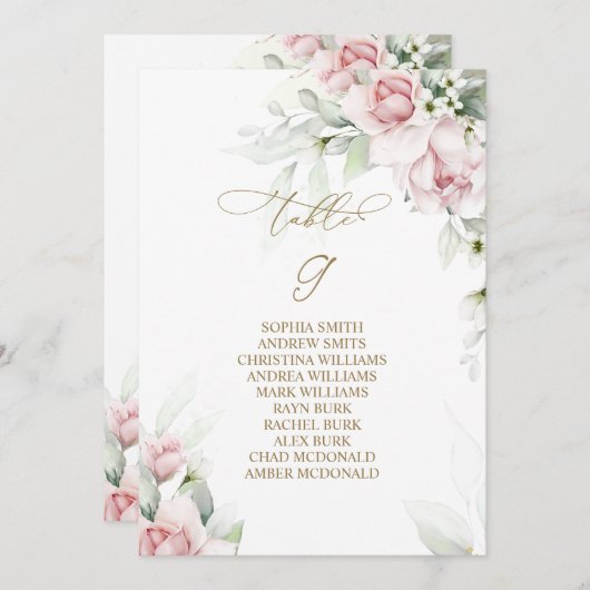 Blush & Eucalyptus Tabel Nummer 9 Zitkuur Kaart (Voorkant / Achterkant)