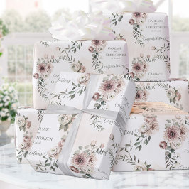 Blush eucalyptus Wedding toevoegen Naam & Gefelici Cadeaupapier