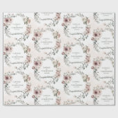 Blush eucalyptus Wedding toevoegen Naam & Gefelici Cadeaupapier (Vlak)