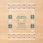 Blush Evergreen Ugly Sweater Christmas Party Acryl Uitnodigingen (Voorkant)