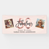 Blush Fabulous 50e Verjaardag Foto Roze Spandoek (Horizontaal)
