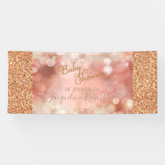 Blush Fairy Licht Roos Gold Glitter Baby shower Spandoek (Horizontaal)