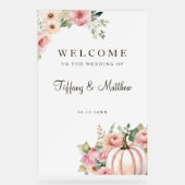 Blush Fall Wedding Welkom Acryl Bord (Voorkant)