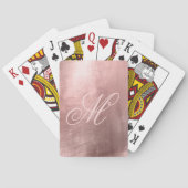 Blush Fancy Monogram Kleine Roos Gold Foil  Pokerkaarten (Achterkant)