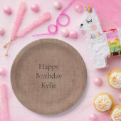 Blush Faux Linen (linnen look) Papieren Bordje (Feest)