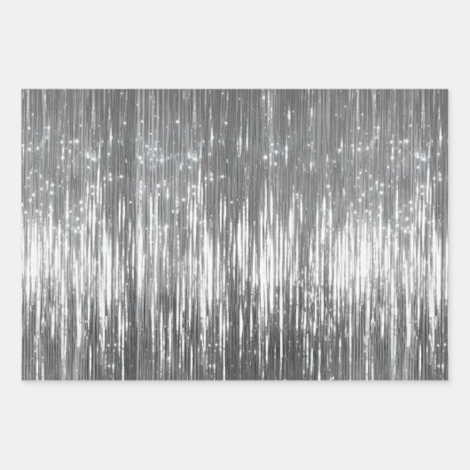 Blush Faux Linnen (linnen look) Zilver Glitter Inpakpapier Vel (Voorkant 3)