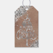 Blush Faux Linnen (linnen look) Zilver Glitter Tre Cadeaulabel (Voorkant)