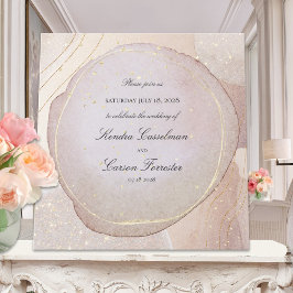 Blush Fawn & Roos Opal Elegant Gold Wedding Kaart