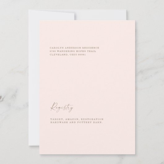 Blush Feest in het Huis Champagne Toast Bruids- Kaart (Achterkant)