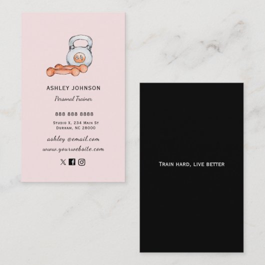 Blush Fitnessprogramma Personal Trainer Visitekaar Visitekaartje (Voorkant / Achterkant)