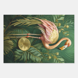 Blush Flamingo Elegantie, Tropische Roze Veren Inpakpapier Vel