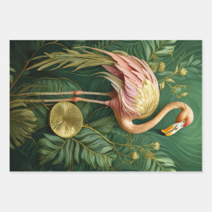 Blush Flamingo Elegantie, Tropische Roze Veren Inpakpapier Vel