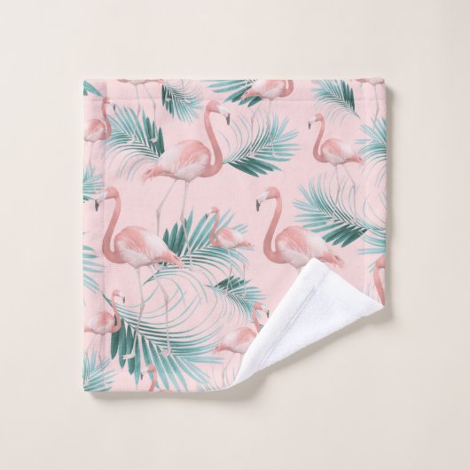 Blush Flamingo Palm Vibes #1 Bad Handdoek (Wasdoekje)
