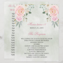 Blush Floral 18 Candles and Rozen Ceremony Program